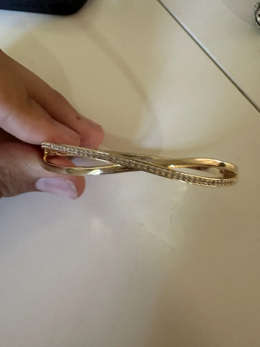 Gold Tone Twisted Infinity Bangle Bracelet